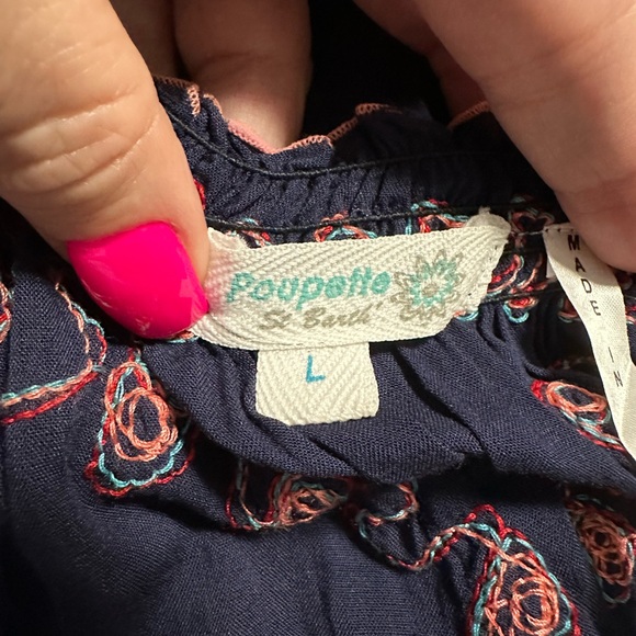 Poupette St Barth navy top in Large.  Absolutely gorgeous embroidery. - Picture 6 of 15